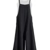 Women Casual Loose Long Bib Pants Wide Leg Jumpsuits Baggy Cotton Rompers Overalls with Pockets PZZTYP2