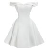 Girl's Satin Off The Shoulder A Line Flowy Fit and Flare Holiday Party Dress