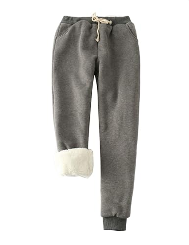 Womens Sherpa Lined Sweatpants Winter Warm Fleece Joggers Casual Lounge Pants
