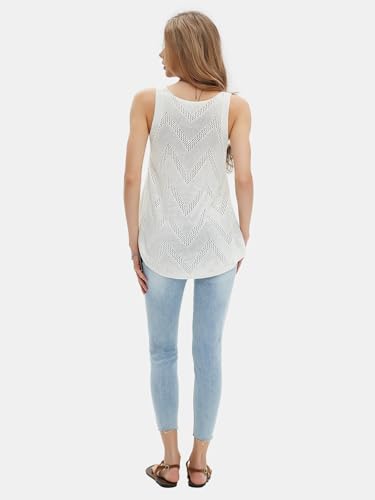 Womens Summer Sleeveless Scoop Neck Knit Sweater Vest Crochet Hollow Out Tank Tops Beach Vacation 2025