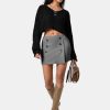 Womens Button Bodycon Mini Skirt Sexy Night Club High Waist Elastic Y2K Trendy Short Plaid Skirts