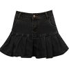 Women's Casual Slim A-line Pleated Ruffle Short Mini Denim Skirts