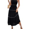 Women's Flowy Maxi Dress Tiered Ruffle Hem Spaghetti Strap Swing Long Cami Dress