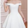 Girl's Satin Off The Shoulder A Line Flowy Fit and Flare Holiday Party Dress