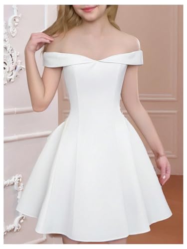 Girl's Satin Off The Shoulder A Line Flowy Fit and Flare Holiday Party Dress