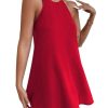 Women's Casual Sleeveless Halter Neck Flared A Line Tunic Cami Mini Dresses
