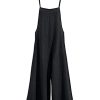 Women Casual Loose Long Bib Pants Wide Leg Jumpsuits Baggy Cotton Rompers Overalls with Pockets PZZTYP2