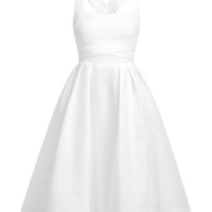 Girl's Criss Cross Bow Dress Smocked A Line Fit and Flare Midi Party Dresses