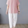 Women Cotton Blend Crew Neck Short Sleeve Basic Tunic Tee Shirts Tops Blouse