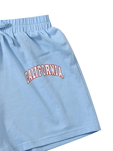 Girl's Short Sleeve Letter Graphic 2Pcs Crop Top and Track Shorts Set