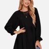 EXLURA Womens Fall Long Sleeve Loose Blouses Swiss Dot Babydoll Shirts Dressy Casual Peplum Tunic Tops Trendy Outfits 2025