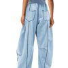 Womens Baggy Wide Leg Pants Casual Summer Palazzo Pants Drawstring Waist Barrel Sweatpants with Pockets