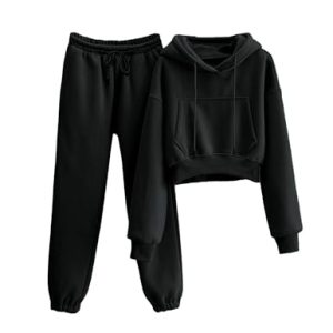 Women's Fleece 2 Piece Outfits Sweatsuits Pullover Hoodie Sweatshirt Jogger Pants Tracksuits Set