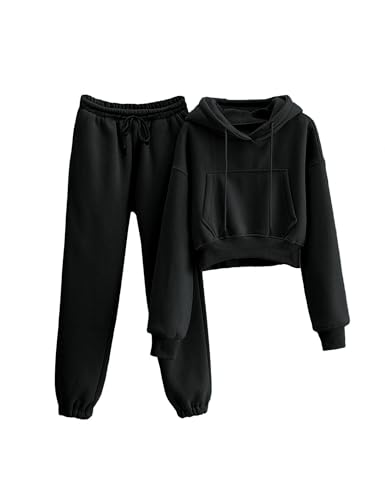 31G2uSAy8OL.jpg Women's Fleece 2 Piece Outfits Sweatsuits Pullover Hoodie Sweatshirt Jogger Pants Tracksuits Set