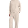 Two Piece Sets for Women Fall Outfits Lounge Sets Mock Neck Tops Wide Leg Pants Vacation Travel Airport Outfits