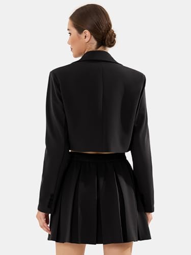 Women's Business Casual Blazer Suit Sets and Pleated Mini Skirt 2 Piece Outfits Trendy Long Sleeve Y2K Clothes 2025