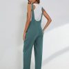 Womens Overalls Linen Cotton Jumpsuits Loose Casual Jumpers with Pockets