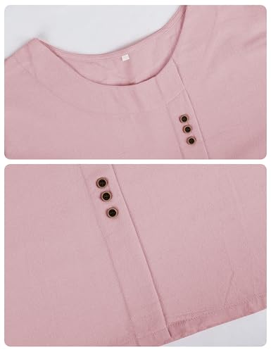 Women Cotton Blend Crew Neck Short Sleeve Basic Tunic Tee Shirts Tops Blouse