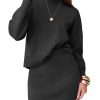 Women 2 Piece Sweater Skirt Sets Mock Neck Long Sleeve Knit Pullover Top Matching Mini Skirts Fall Winter Outfits 2025