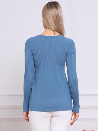 Pullover Sweaters for Women Long Sleeve Crew Neck Casual Loose Fit Stretchy Knit Sweater Elegant Peplum Tops 2025