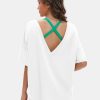 Women's Casual Oversized V Neck T-Shirts Tops Reversible Athletic Workout Crew Neck Fashion Trendy Tee