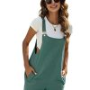 Women's Cotton Linen Short Overalls Casual Summer Bib Shortalls with Pockets