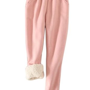 Womens Sherpa Lined Sweatpants Winter Warm Fleece Joggers Casual Lounge Pants