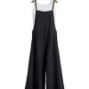 Women Casual Loose Long Bib Pants Wide Leg Jumpsuits Baggy Cotton Rompers Overalls with Pockets PZZTYP2