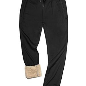 Mens Winter Warm Sherpa Lined Active Thermal Jogger Fleece Sweatpants Pant