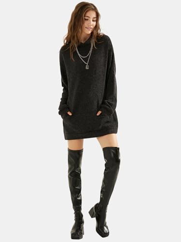 Womens Casual Oversized Long Sleeve Sweater Dress with Pocket Loose Fit Knit Fall Winter Long Pullover Sweater Tunic
