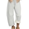 Womens Fleece Lined Sweatpants Barrel Leg High Waist Winter Joggers Cozy Home Travel Lounge Pants with Pockets