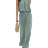 Womens Summer 2 Piece Sets Sleeveless Square Neck Tie-Back Cami Top Wide Leg Pants Matching Set