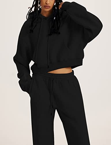 31VdWYdCIdL.jpg Women's Fleece 2 Piece Outfits Sweatsuits Pullover Hoodie Sweatshirt Jogger Pants Tracksuits Set