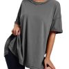Womens Summer Oversized T Shirts 2025 Casual Short Sleeve Loose Maternity Tops Crewneck Tunic Plus Gym Workout Top