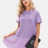 Womens Summer Casual Short Sleeve Dress Crewneck Tshirt Dresses Pleated Aline Mini Dress 2025 Vacation Beach Sundress