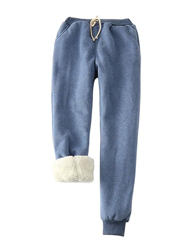 Womens Sherpa Lined Sweatpants Winter Warm Fleece Joggers Casual Lounge Pants