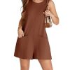 Women's Casual Rompers Stretchy Onesie Summer Sleeveless Shorts Jumpsuits with Pockets