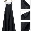 Women Casual Loose Long Bib Pants Wide Leg Jumpsuits Baggy Cotton Rompers Overalls with Pockets PZZTYP2