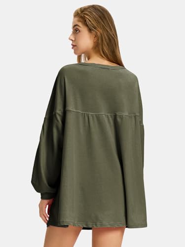 Womens Fall Long Sleeve Shirts V Neck Casual Maternity Tops Loose Babydoll Pullover Dressy Tunic Blouse Outfits 2025