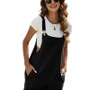 Women's Cotton Linen Short Overalls Casual Summer Bib Shortalls with Pockets