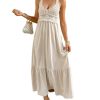 Women's Boho Sleeveless Maxi Dress Ruffled Beach Sundress Casual Flowy Summer Dresses