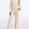 Women 2 Piece Lounge Set Tracksuit Color Block Pullover Wide Leg Pants Sweatsuit Matching Sets S-3XL
