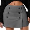 Womens Button Bodycon Mini Skirt Sexy Night Club High Waist Elastic Y2K Trendy Short Plaid Skirts