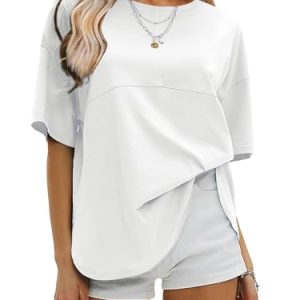 Womens Summer Oversized T Shirts Beach Vacation Outfits 2025 Loose Workout Short Sleeve Tops Y2K Casual Basic Tee