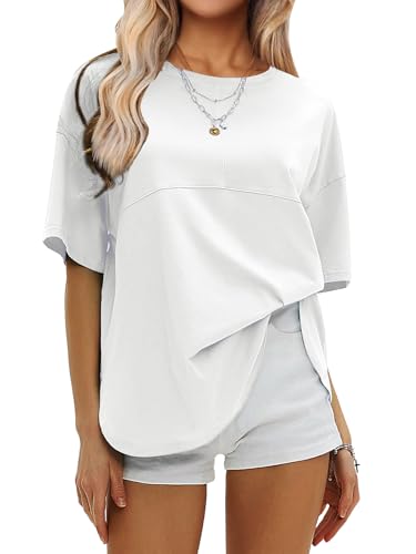 Womens Summer Oversized T Shirts Beach Vacation Outfits 2025 Loose Workout Short Sleeve Tops Y2K Casual Basic Tee