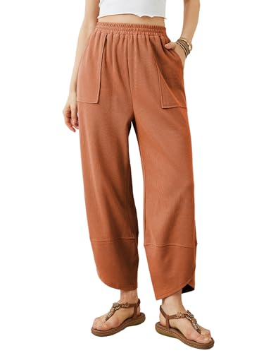 Womens Baggy Wide Leg Pants Casual Elastic Waisted Palazzo Harem Pants with Pockets