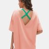 Women's Casual Oversized V Neck T-Shirts Tops Reversible Athletic Workout Crew Neck Fashion Trendy Tee