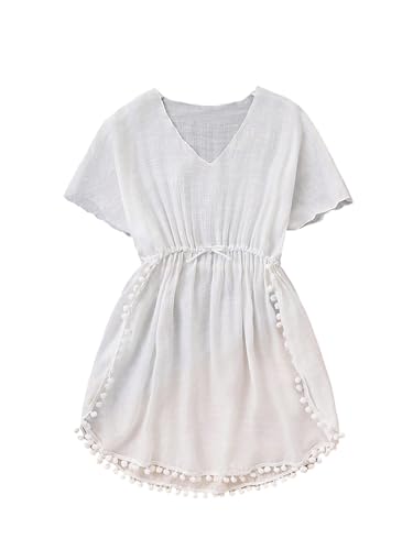 Girl's Swimsuit Coverups Chiffon Short Sleeve Beach Dress Bathing Suit Cover Up