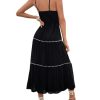 Women's Flowy Maxi Dress Tiered Ruffle Hem Spaghetti Strap Swing Long Cami Dress