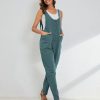 Womens Overalls Linen Cotton Jumpsuits Loose Casual Jumpers with Pockets